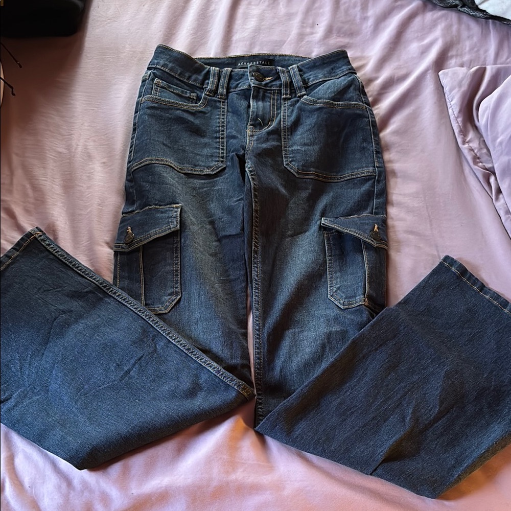 Aeropostale Blue Flare Wide Leg Jeans